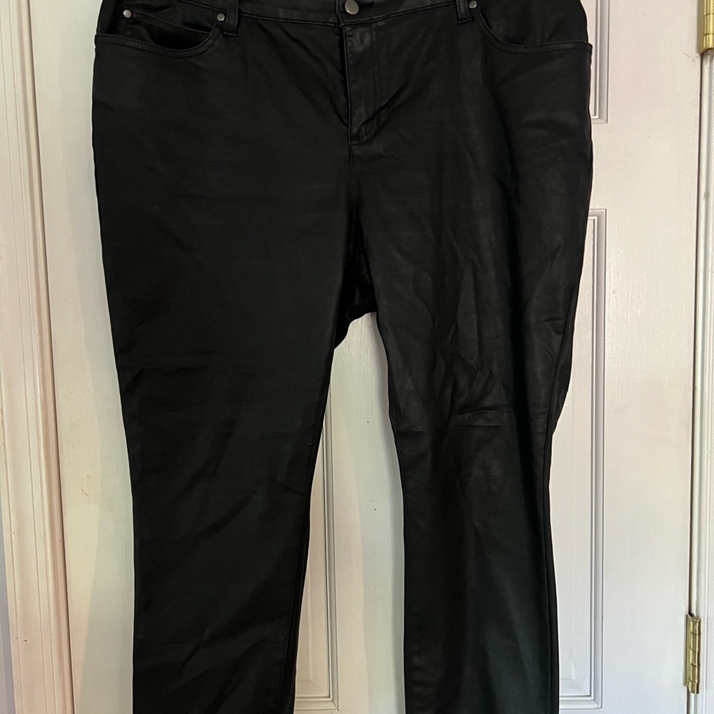 Eileen Fisher Black Coated Straight Leg Women's Jeans